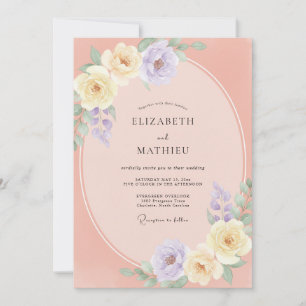 Invitación Boda de peonía amatista albaricoque