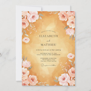 Invitación Boda de Peonía Ámbar Tropical