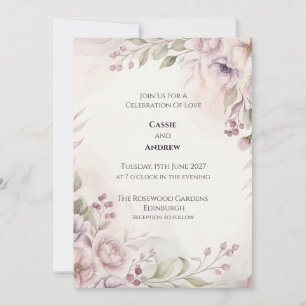 Invitación Boda de peonía anemona malva polvorienta