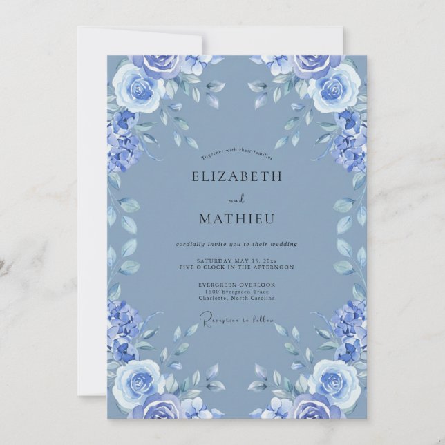 Invitación Boda de Peonía Azul de Aciano (Anverso)