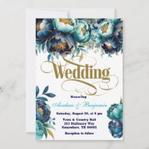 Boda de peonía azul de la Marina verde azulada