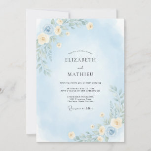 Invitación Boda de Peonía Azul Hielo