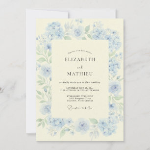 Invitación Boda de Peonía Azul Pálido