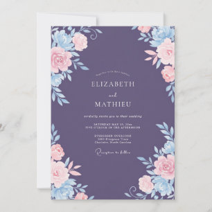 Invitación Boda de Peonía Azul Rosa Amatista