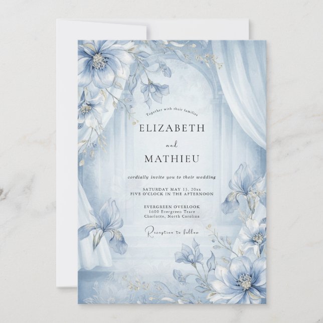 Invitación Boda de Peonía Azur (Anverso)