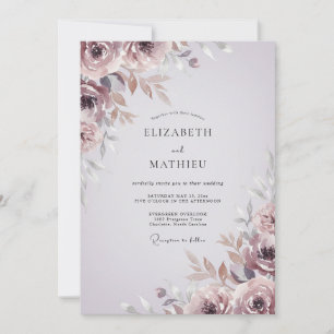 Invitación Boda de peonía beige malva vintage
