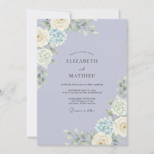 Invitación Boda de Peonía Blanca Celeste