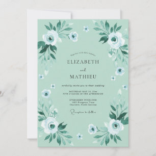 Invitación Boda de peonía blanca espuma de mar