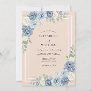 Invitación Boda de Peonía Caliente de Centaurea y Melocotón