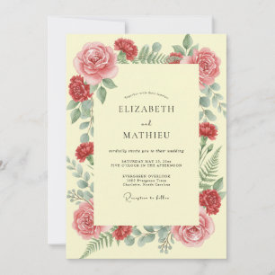 Invitación Boda de Peonía Carmesí con Mantequilla