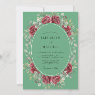 Invitación Boda de peonía carmesí menta