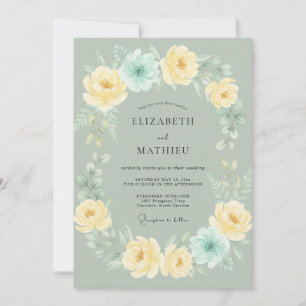 Invitación Boda de Peonía Celadón de Mantequilla