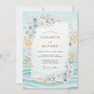 Invitación Boda de peonía champán Azure Blush