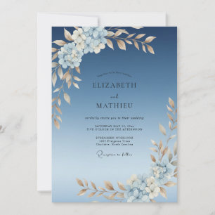 Invitación Boda de peonía champán suave acero