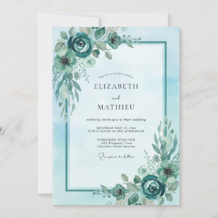 Invitación Boda de Peonía Cian