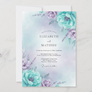 Invitación Boda de Peonía Cian Ametista