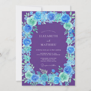 Invitación Boda de Peonía Cian Violeta