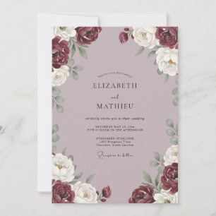 Invitación Boda de Peonía Ciruela Malva