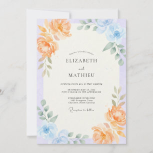 Invitación Boda de Peonía Ciruela Melocotón