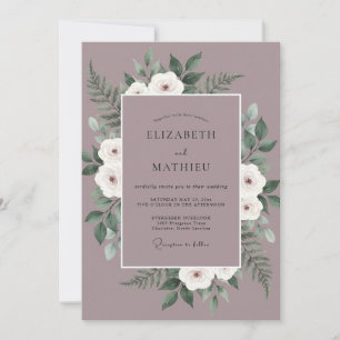Invitación Boda de peonía ciruela polvorienta