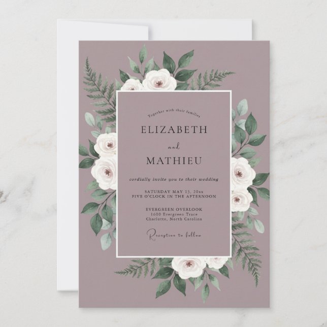 Invitación Boda de peonía ciruela polvorienta (Anverso)