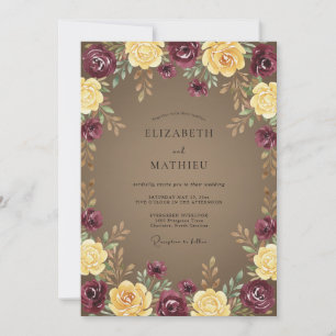 Invitación Boda de peonía ciruela taupe