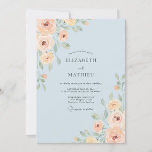 Invitación Boda de Peonía con Cielo de Melocotón Cálido