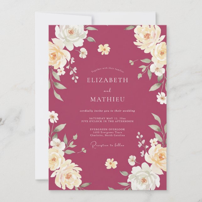 Invitación Boda de Peonía con Crema de Frutas (Anverso)