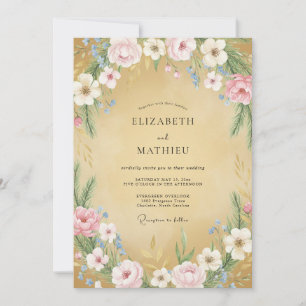 Invitación Boda de Peonía con Crema de Mantequilla