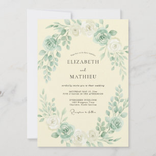 Invitación Boda de Peonía con Crema Espuma de Mar