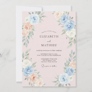 Invitación Boda de Peonía con Rubor de Centaurea