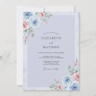 Invitación Boda de Peonía con Rubor de Vinca