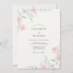 Invitación Boda de peonía con toque de champán