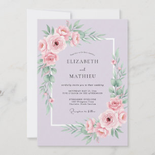 Invitación Boda de Peonía con Toque de Lila