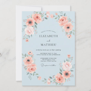 Invitación Boda de Peonía Coral del Cielo