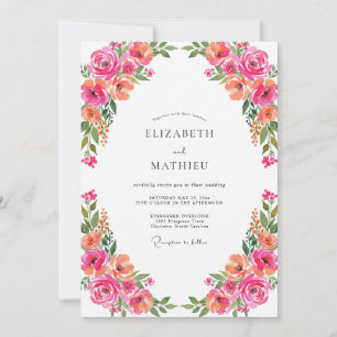Invitación Boda de Peonía Coral Fucsia