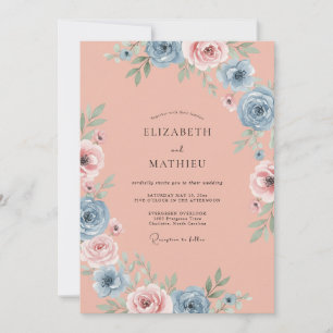 Invitación Boda de peonía coral polvorienta