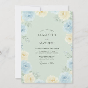 Invitación Boda de Peonía Crema Azure
