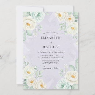 Invitación Boda de peonía crema orquídea