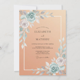 Invitación Boda de Peonía de Acero Albaricoque