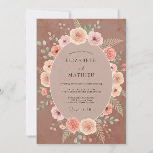 Invitación Boda de peonía de arcilla silenciada