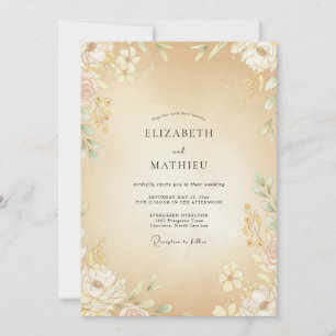 Invitación Boda de peonía de champán