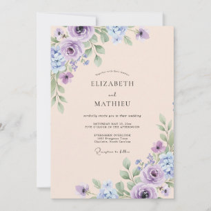 Invitación Boda de peonía de champán amatista