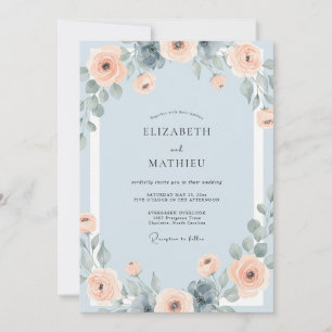 Invitación Boda de peonía de cielo albaricoque