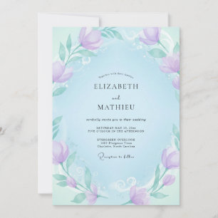 Invitación Boda de Peonía de Cielo Lila