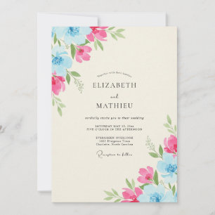 Invitación Boda de peonía de cielo magenta