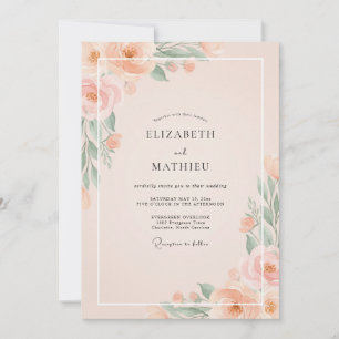 Invitación Boda de peonía de coral de champán