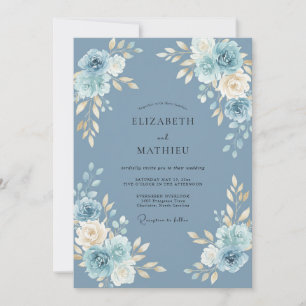 Invitación Boda de Peonía de Crema de Acero