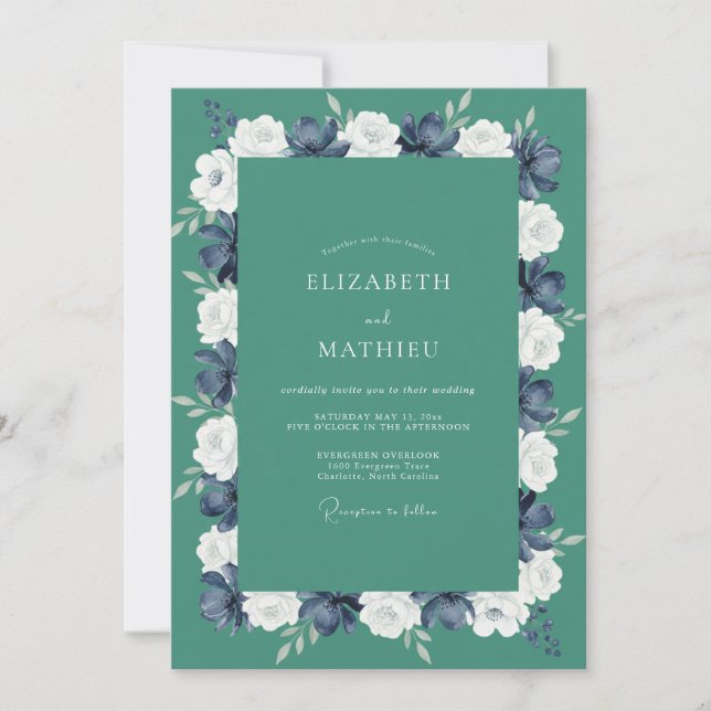 Invitación Boda de Peonía de Jade (Anverso)