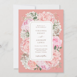 Invitación Boda de Peonía de Jardín Moderno